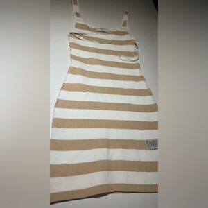 BABATON Striped Knit Tank Dress in Beige and White
